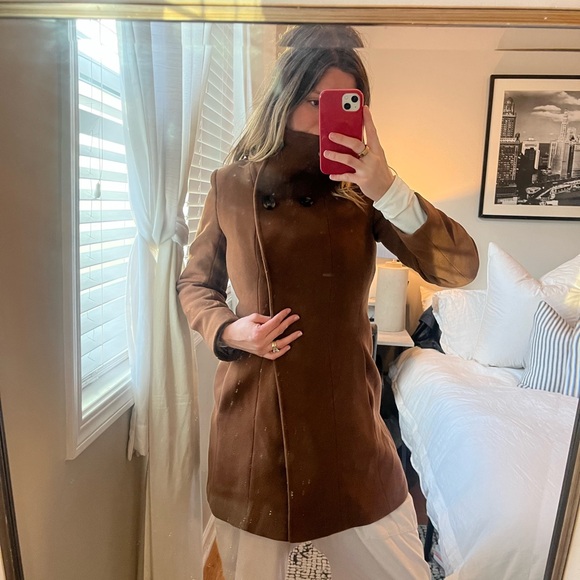 Trina Turk Wool brown tan women’s mid length pea coat size 4! - Picture 7 of 16